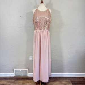 Jasmine Maxi Dress Gown 22 Sequin Rose Gold Petal Pink Coquette Bridesmaid Prom